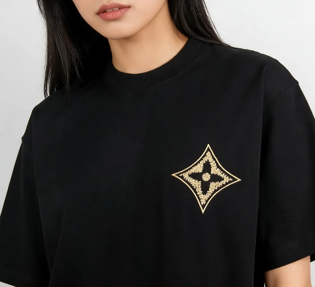 Louis Vuitton/Louis Vuitton 26ss gold label woven embroidered presbyopia short sleeves